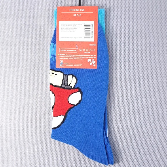 One Pair The Smurfs Unisex One Size Shoe Size 7-12 Novelty Socks Fun Cartoon - Picture 5 of 5